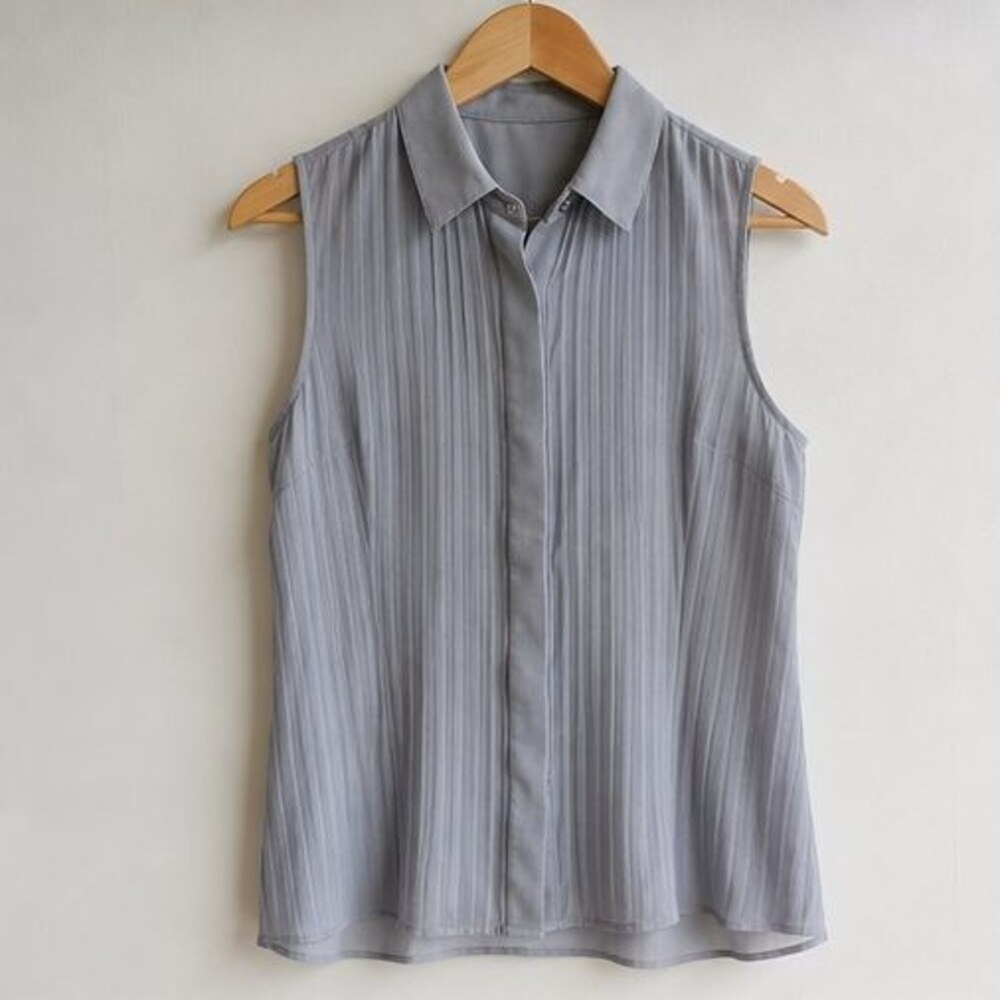 Gray Tie Neck Blouse